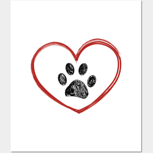 Heart with paw print. Happy Valentine's day design Posters and Art